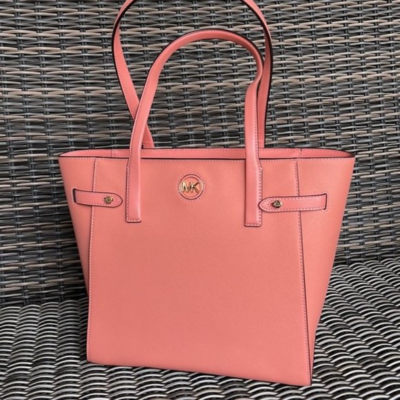 Michael Kors Carmen Large Leather NS Tote Sherbert - Picture 1 of 15